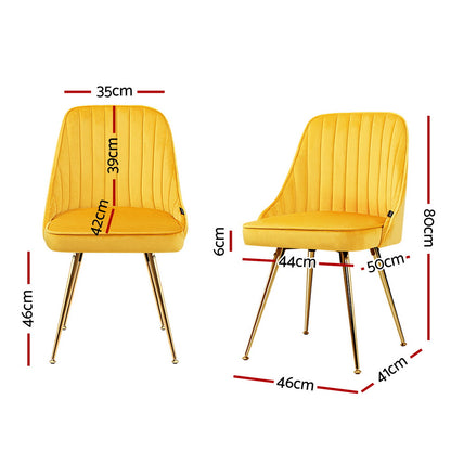 Artiss Dining Chairs Set of 4 Velvet Channel Tufted Yellow UPHO-D-DIN203C-VEL-YEX4