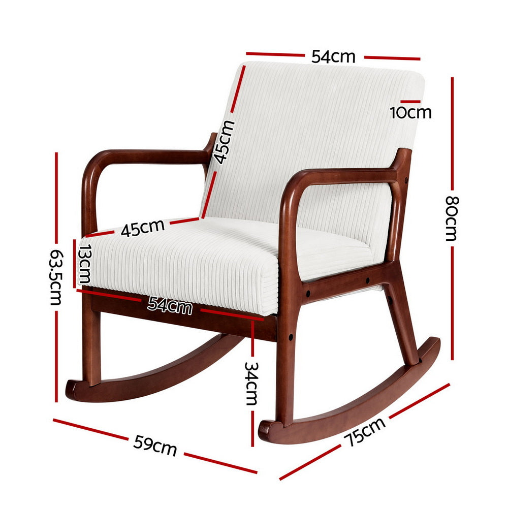 Artiss Rocking Armchair Lounge Chair Corduroy Beige UPHO-E-ARM-01-COR-BG