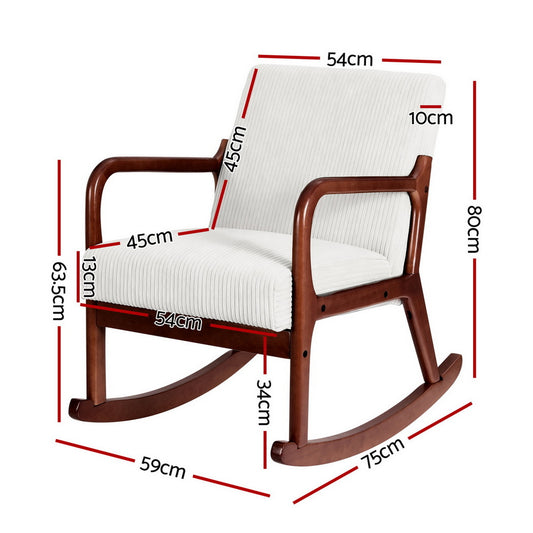 Artiss Rocking Armchair Lounge Chair Corduroy Beige UPHO-E-ARM-01-COR-BG