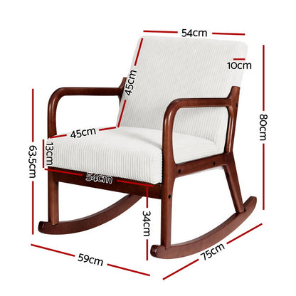 Artiss Rocking Armchair Lounge Chair Corduroy Beige