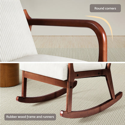 Artiss Rocking Armchair Lounge Chair Corduroy Beige UPHO-E-ARM-01-COR-BG