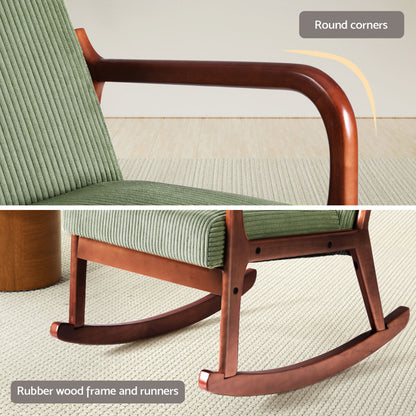Artiss Rocking Armchair Lounge Chair Corduroy Green UPHO-E-ARM-01-COR-GN