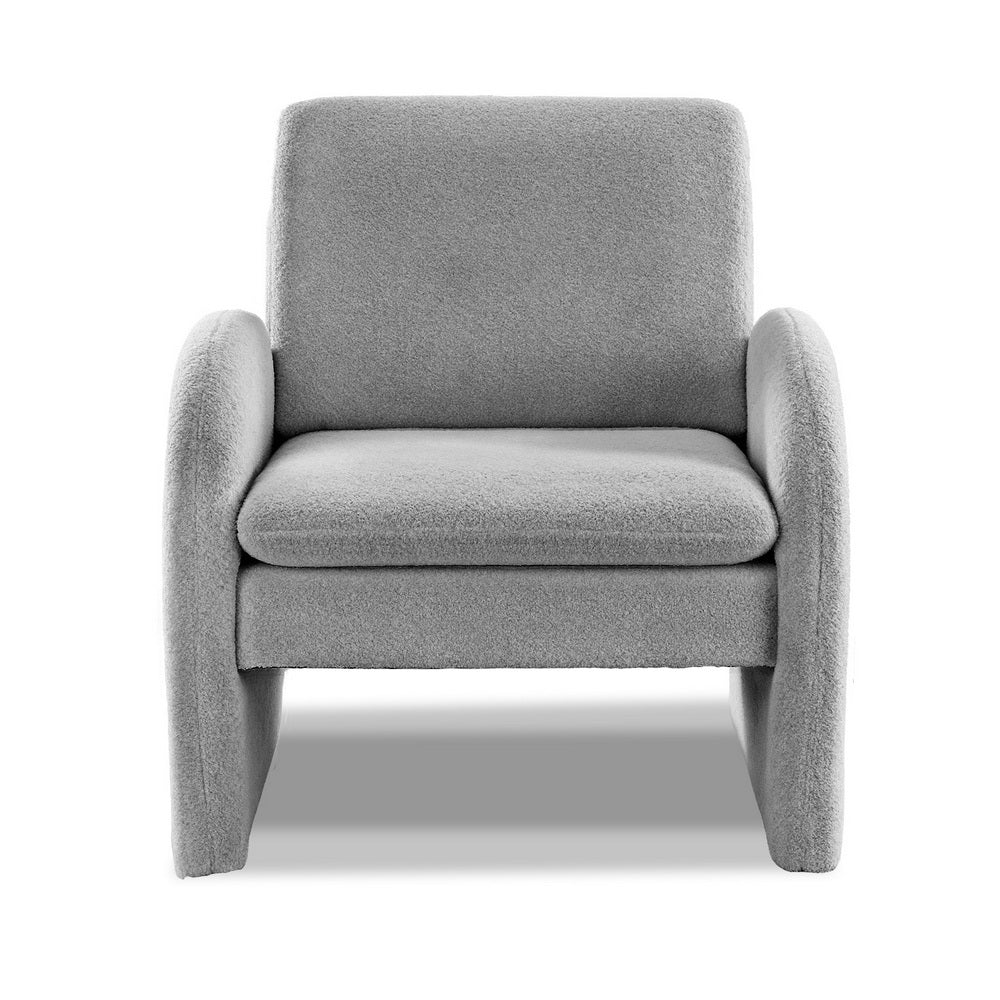 Artiss Armchair Accent Chair Lounge Tub Sofa Couch Curved Arm Seat Boucle Grey UPHO-E-ARM-02-TED-GY