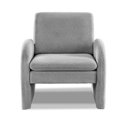 Artiss Armchair Accent Chair Lounge Tub Sofa Couch Curved Arm Seat Boucle Grey UPHO-E-ARM-02-TED-GY