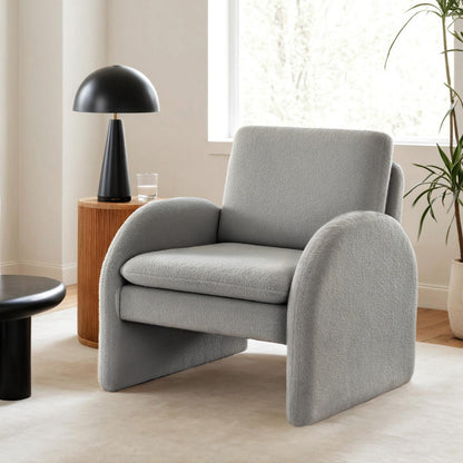 Artiss Armchair Accent Chair Lounge Tub Sofa Couch Curved Arm Seat Boucle Grey UPHO-E-ARM-02-TED-GY