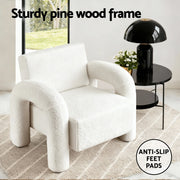 Artiss Armchair Accent Chair Lounge Sofa Couch Curved Seat Boucle White UPHO-E-ARM-03-TED-WH