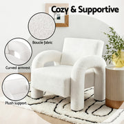 Artiss Armchair Accent Chair Lounge Sofa Couch Curved Seat Boucle White UPHO-E-ARM-03-TED-WH