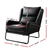Artiss Armchair Accent Chair PU Leather Wingback Black UPHO-F-ARM-03-PU-BK