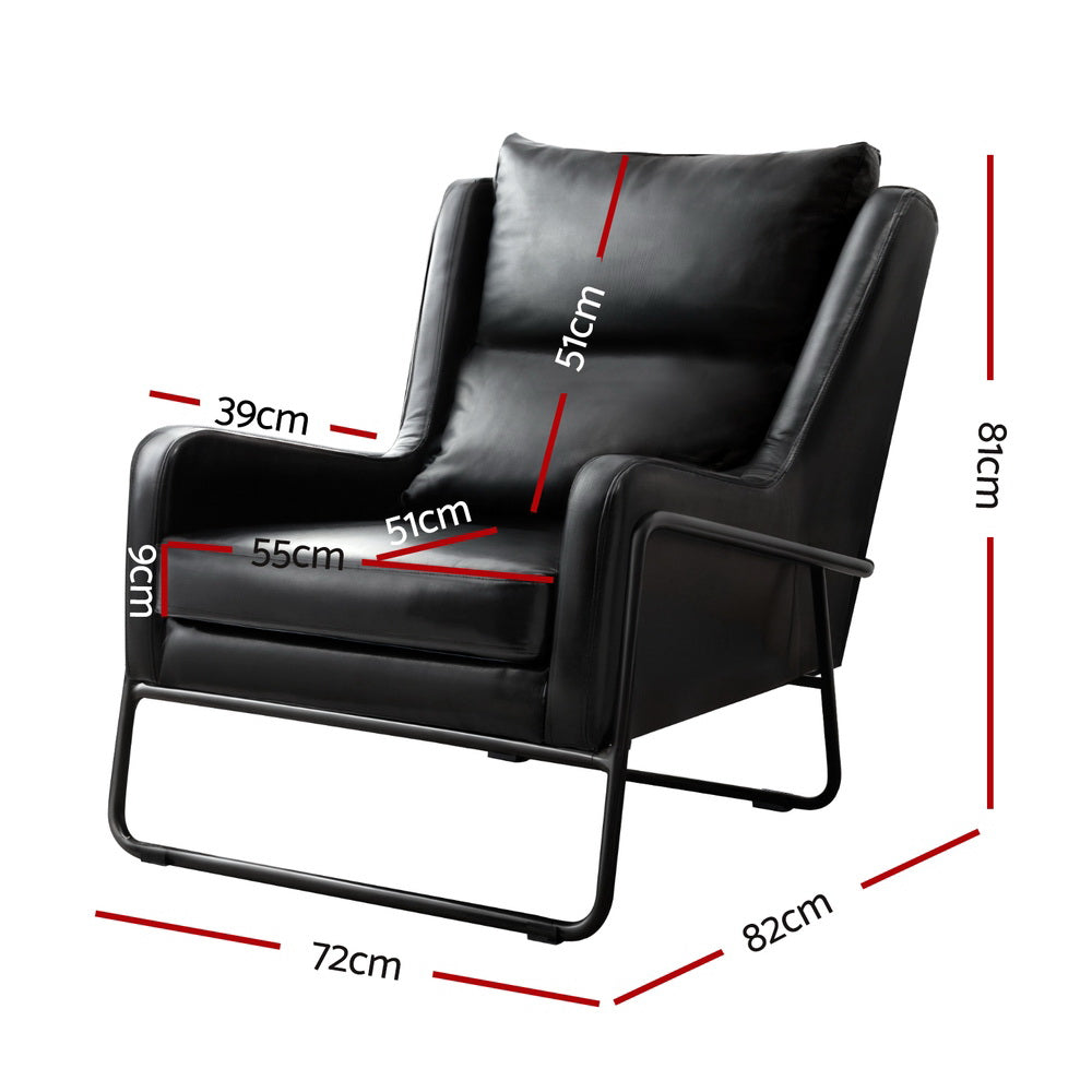 Artiss Armchair Accent Chair PU Leather Wingback Black UPHO-F-ARM-03-PU-BK