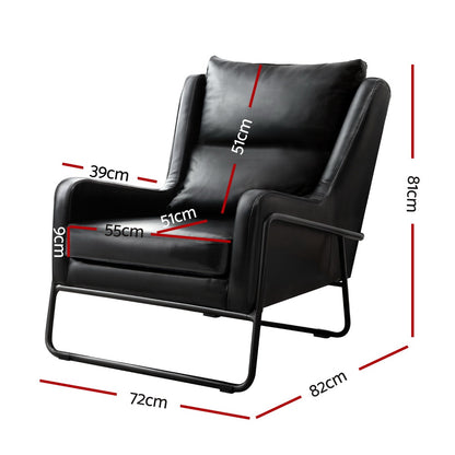 Artiss Armchair Accent Chair PU Leather Wingback Black UPHO-F-ARM-03-PU-BK