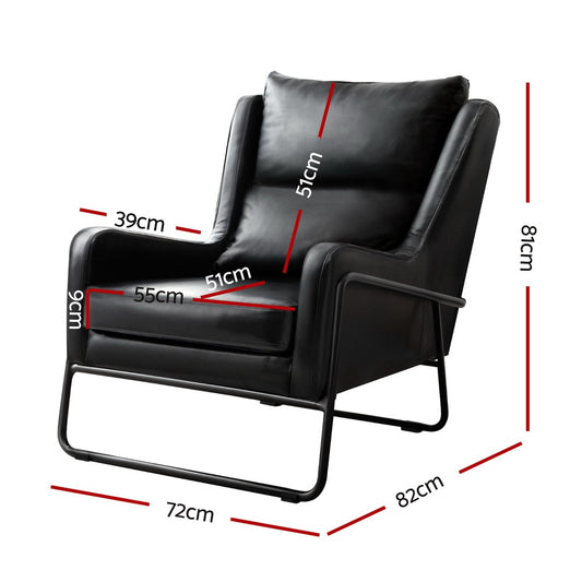 Artiss Armchair Accent Chair PU Leather Wingback Black UPHO-F-ARM-03-PU-BK