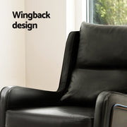 Artiss Armchair Accent Chair PU Leather Wingback Black UPHO-F-ARM-03-PU-BK
