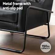 Artiss Armchair Accent Chair PU Leather Wingback Black UPHO-F-ARM-03-PU-BK