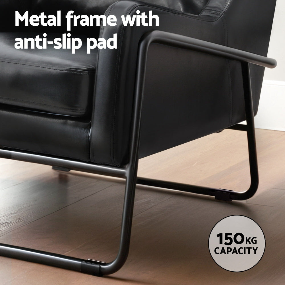 Artiss Armchair Accent Chair PU Leather Wingback Black UPHO-F-ARM-03-PU-BK