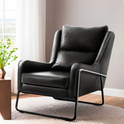 Artiss Armchair Accent Chair PU Leather Wingback Black UPHO-F-ARM-03-PU-BK