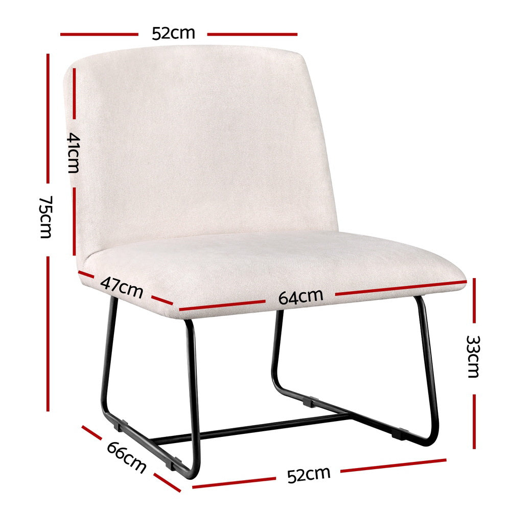 Artiss Accent Chair Armchair Cross Leg Beige UPHO-F-ARM-04-LIN-BG