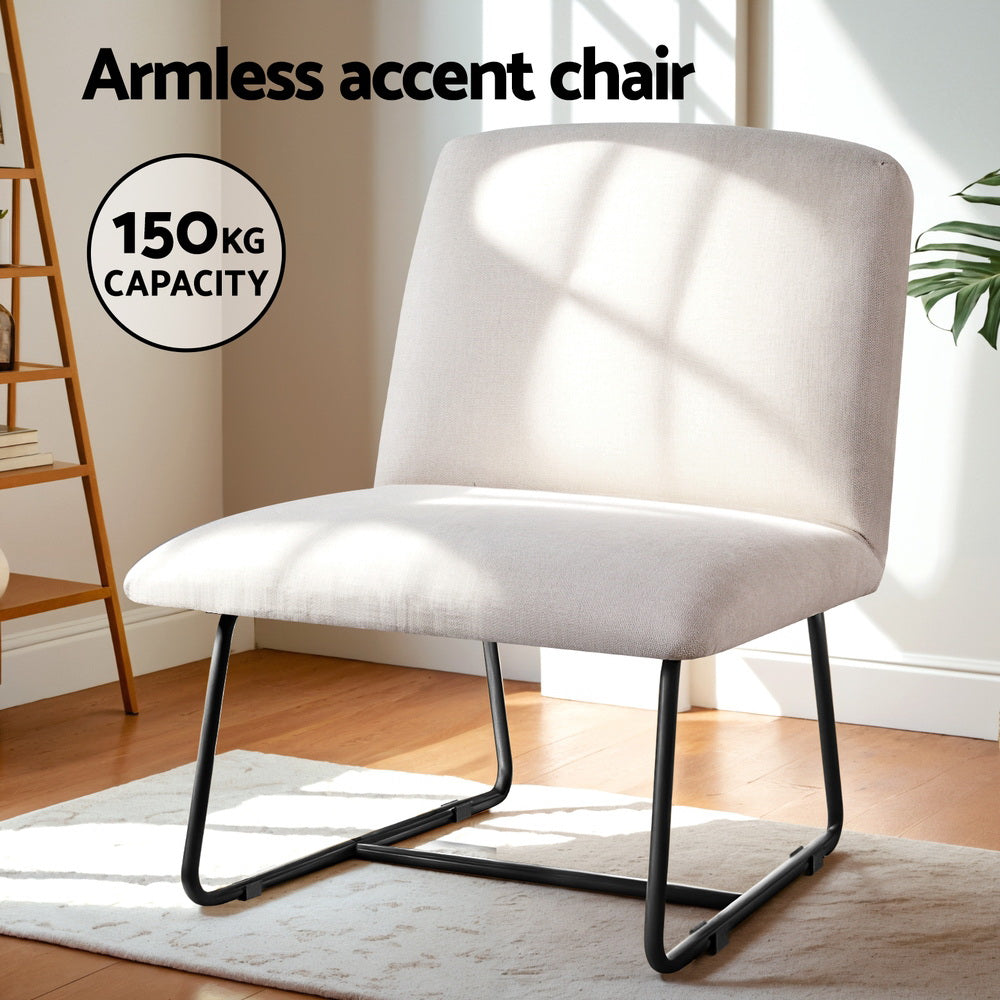 Artiss Accent Chair Armchair Cross Leg Beige UPHO-F-ARM-04-LIN-BG