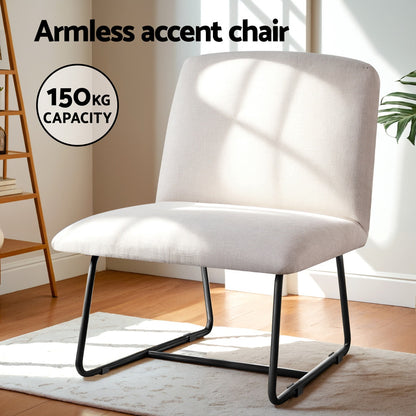 Artiss Accent Chair Armchair Cross Leg Beige UPHO-F-ARM-04-LIN-BG