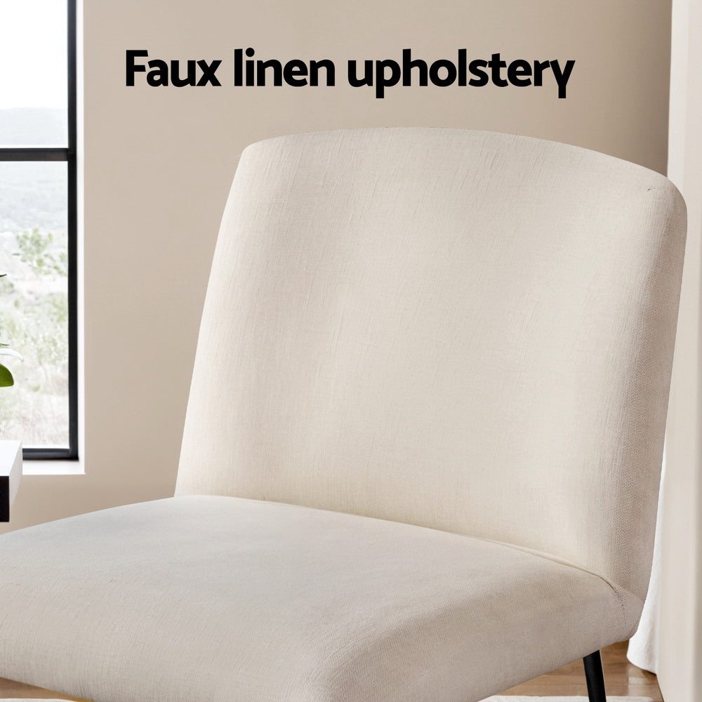 Artiss Accent Chair Armchair Cross Leg Beige UPHO-F-ARM-04-LIN-BG