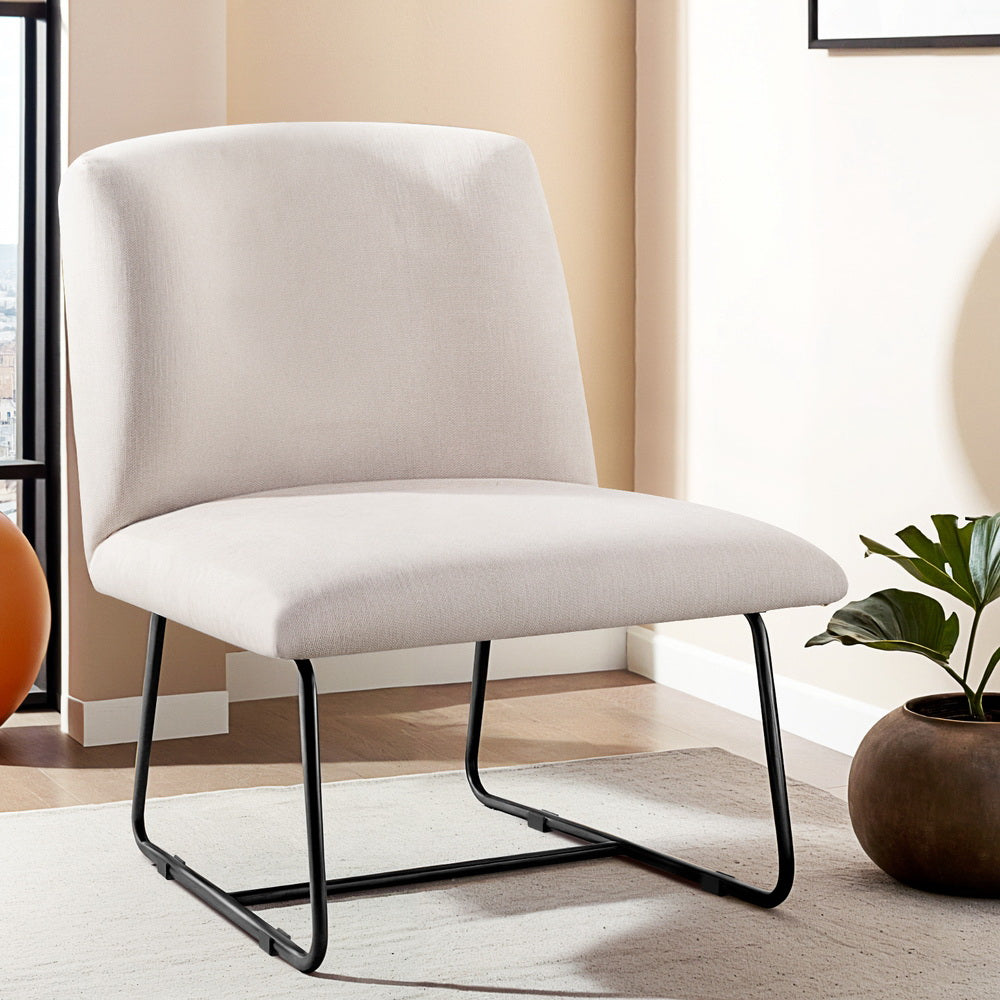 Artiss Accent Chair Armchair Cross Leg Beige UPHO-F-ARM-04-LIN-BG