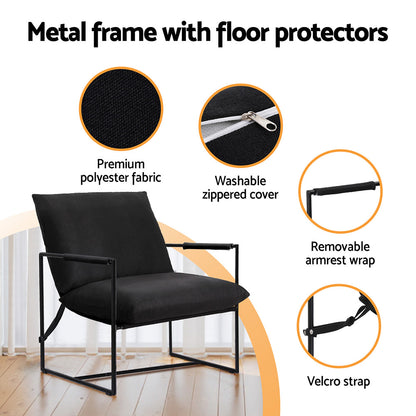 Artiss Armchair Lounge Chair Sling Black UPHO-G-ARM01-FLD-BK