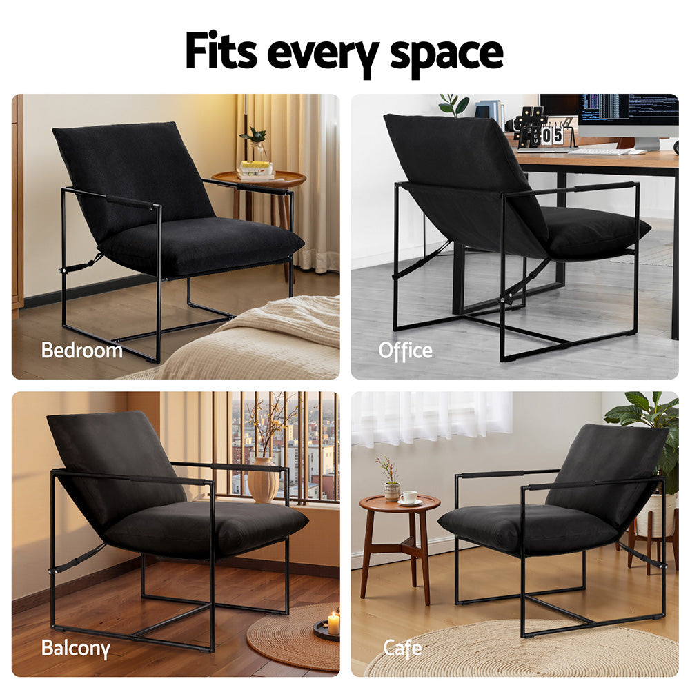 Artiss Armchair Lounge Chair Sling Black UPHO-G-ARM01-FLD-BK