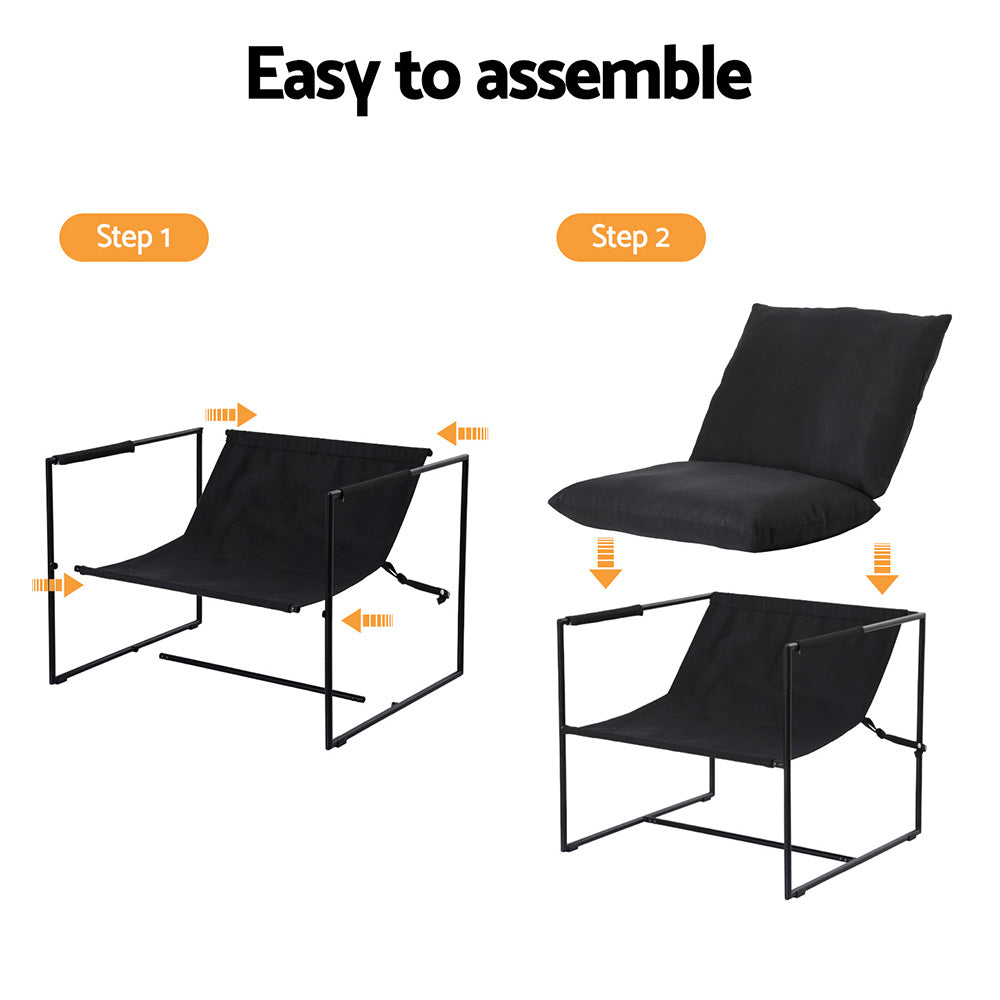 Artiss Armchair Lounge Chair Sling Black UPHO-G-ARM01-FLD-BK