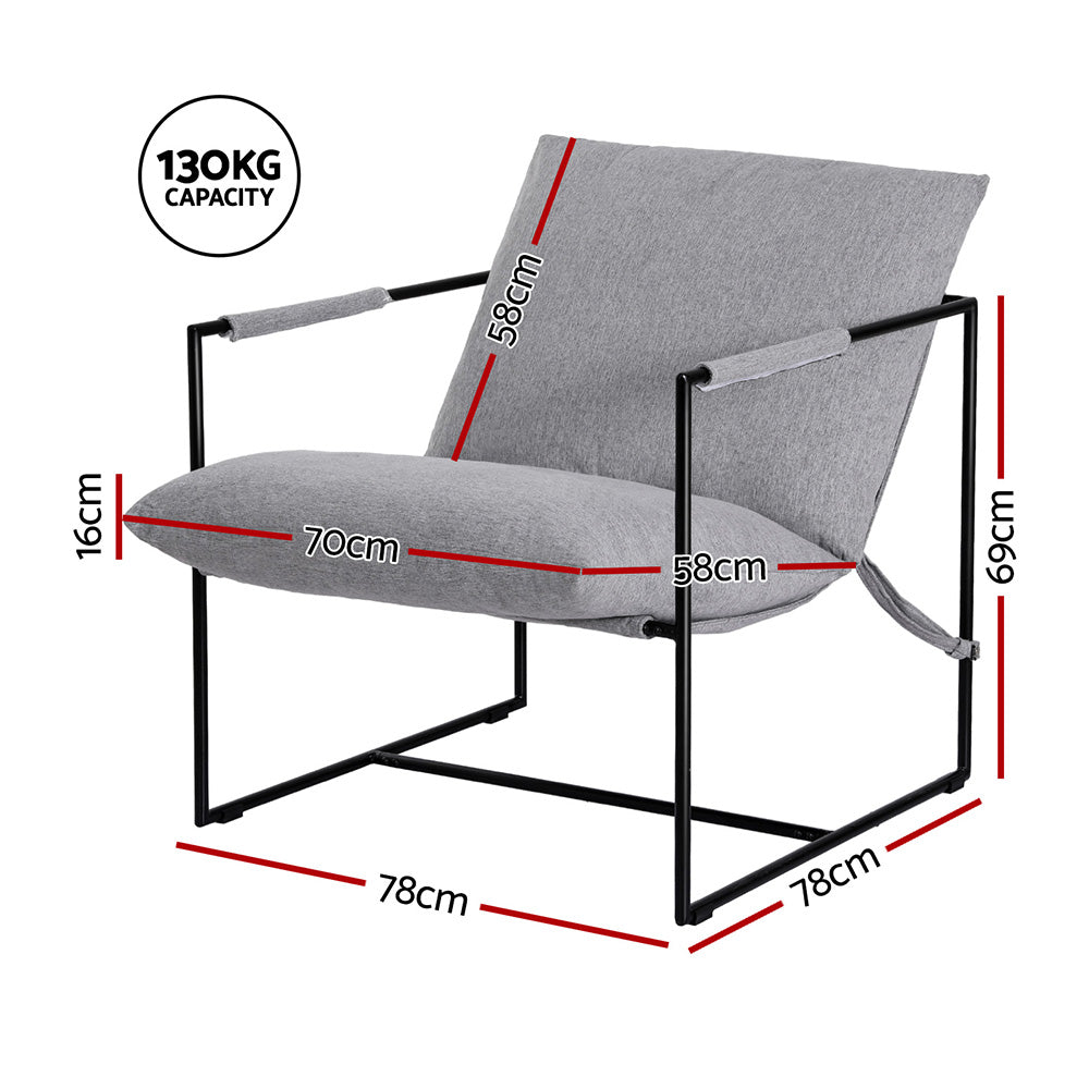 Artiss Armchair Lounge Chair Sling Grey UPHO-G-ARM01-FLD-GY
