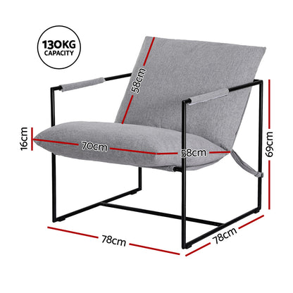 Artiss Armchair Lounge Chair Sling Grey UPHO-G-ARM01-FLD-GY