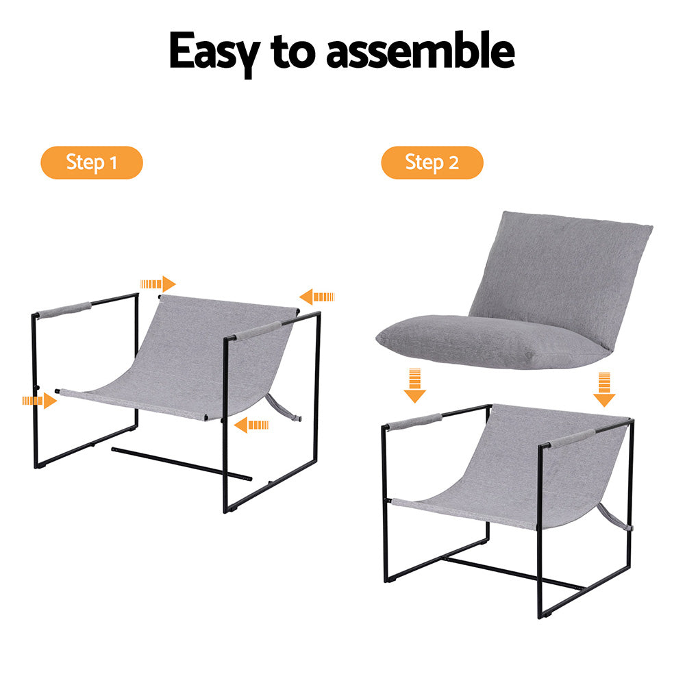 Artiss Armchair Lounge Chair Sling Grey UPHO-G-ARM01-FLD-GY
