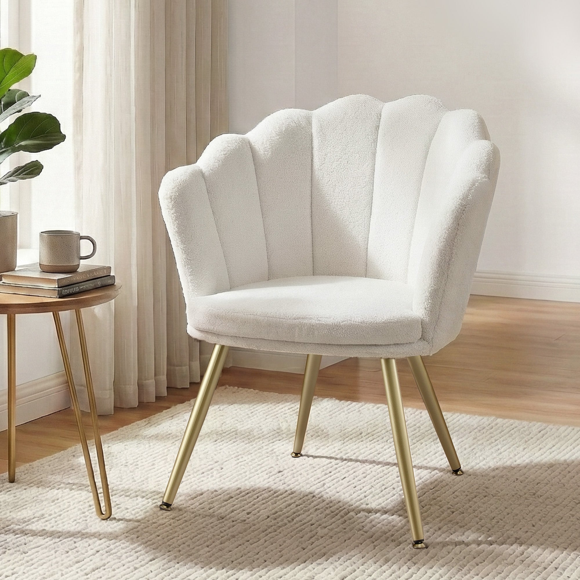 Artiss Armchair Teddy Fleece White Callista UPHO-H-5002-TED-WH