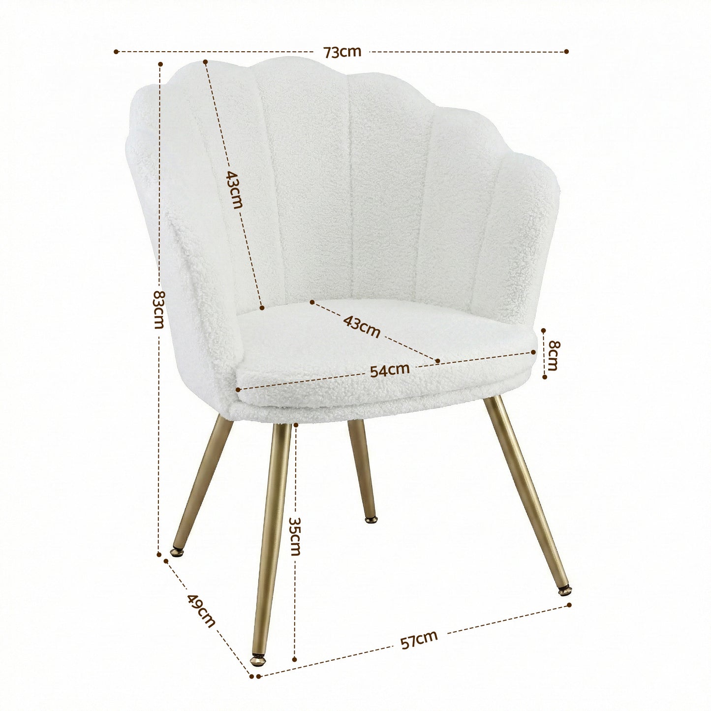 Artiss Armchair Teddy Fleece White Callista UPHO-H-5002-TED-WH