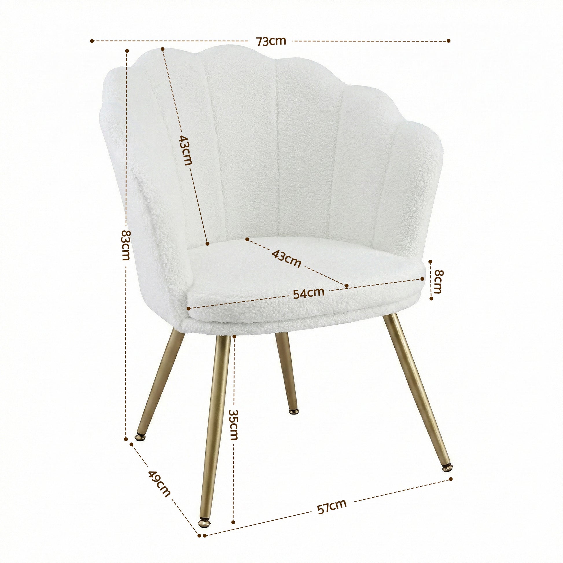 Artiss Armchair Teddy Fleece White Callista UPHO-H-5002-TED-WH