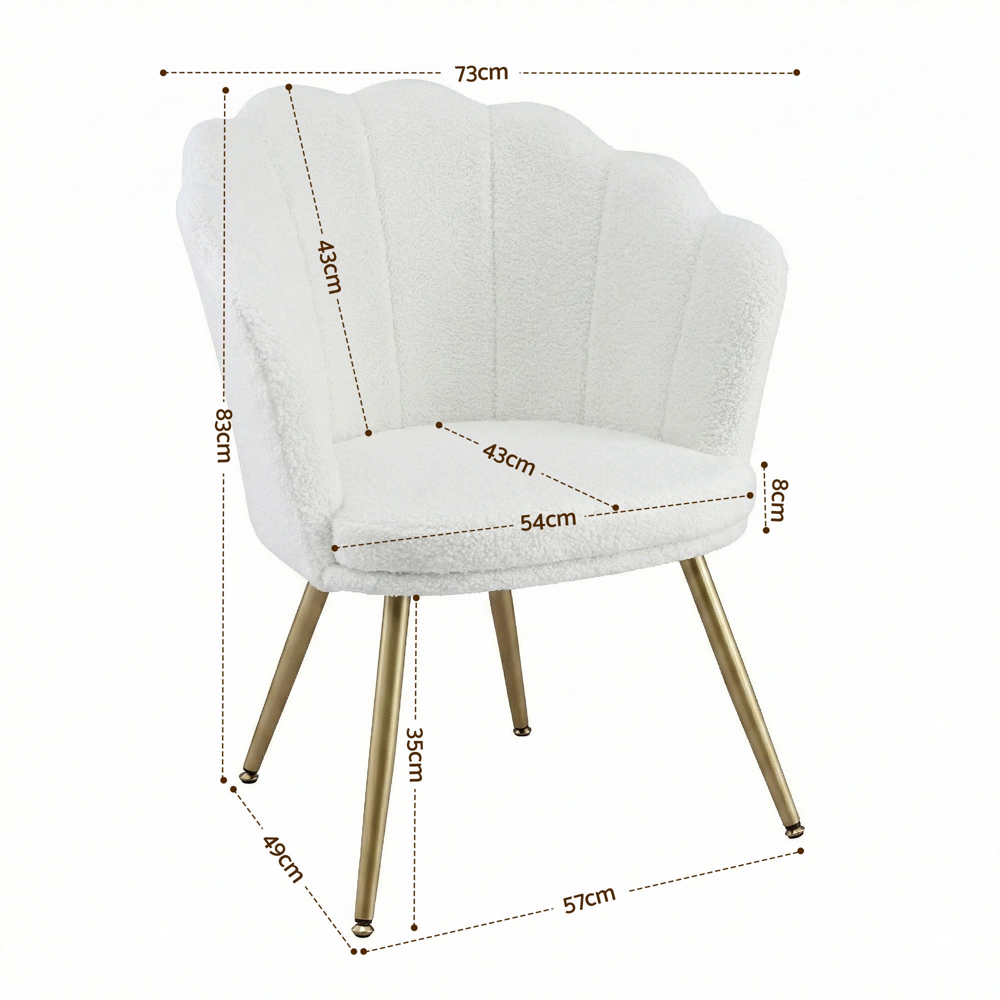 Artiss Armchair Teddy Fleece White Callista UPHO-H-5002-TED-WH