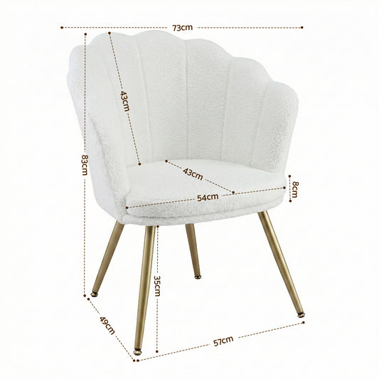 Artiss Armchair Teddy Fleece White Callista UPHO-H-5002-TED-WH