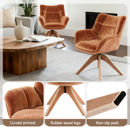 Artiss Swivel Chair Armchair Nursing Velvet Brown UPHO-H-ARM02-SWL-BR