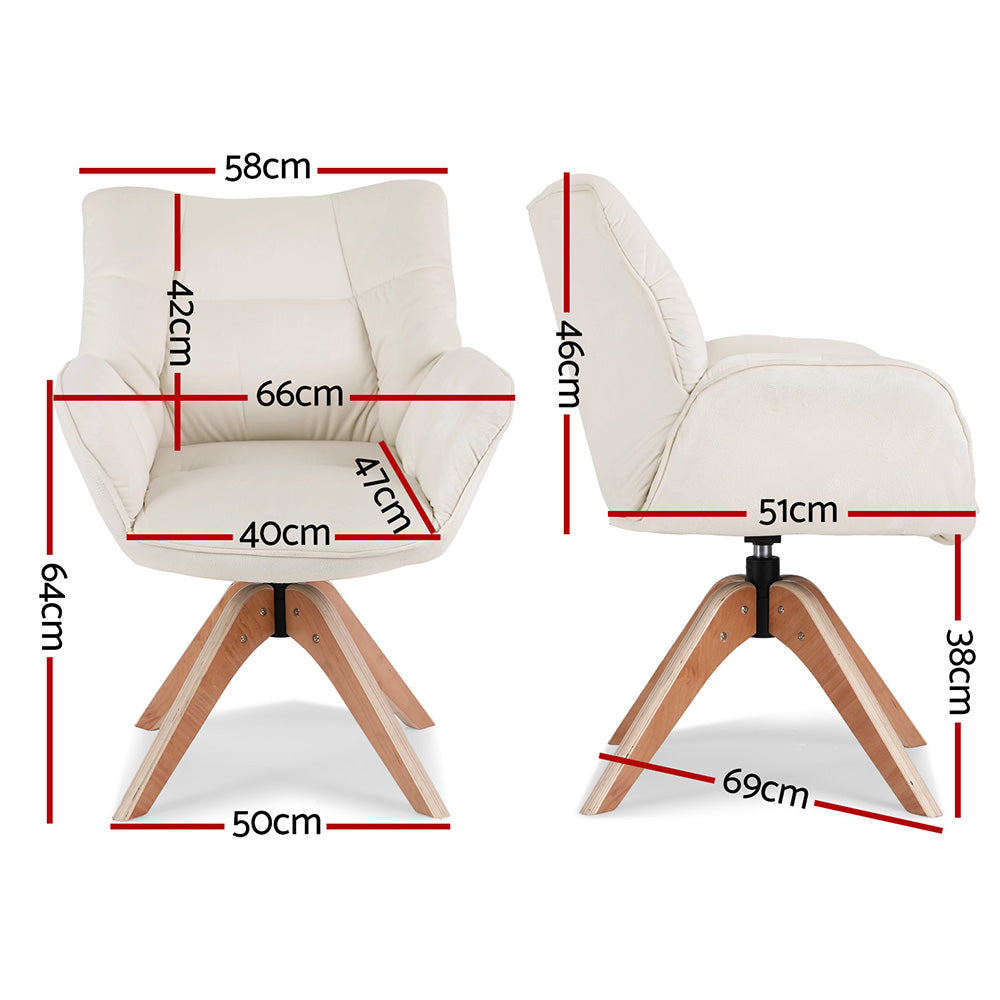 Artiss Swivel Chair Armchair Nursing Velvet White UPHO-H-ARM02-SWL-WH