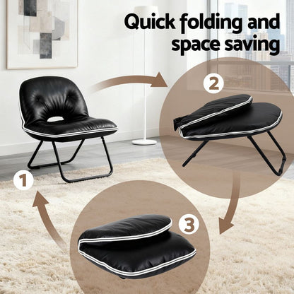 Artiss Foldable Chair 2-In-1 Armchair Lounge Chair Portable Black UPHO-H-ARM04-FLD-BK