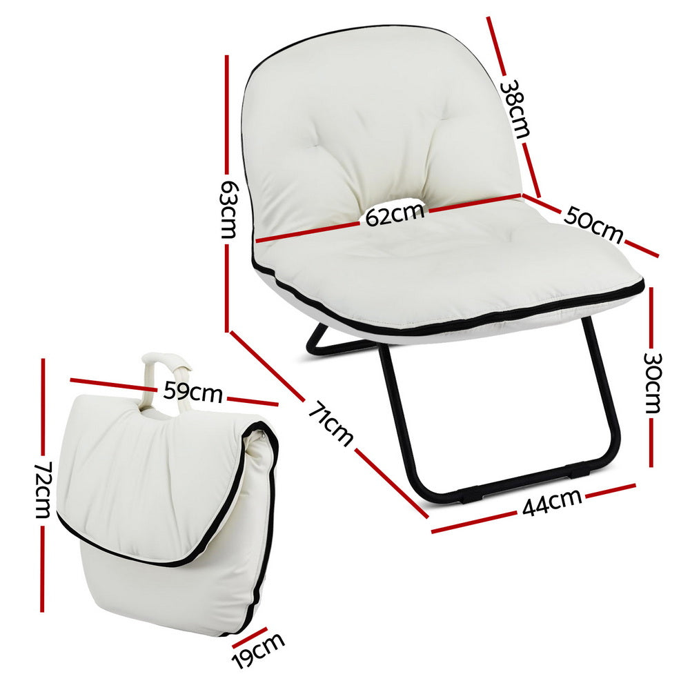 Artiss Foldable Chair 2-In-1 Armchair Lounge Chair Portable White UPHO-H-ARM04-FLD-WH
