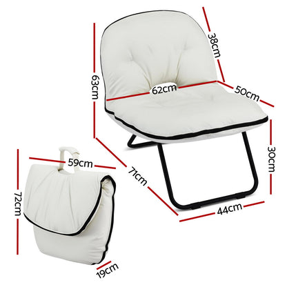 Artiss Foldable Chair 2-In-1 Armchair Lounge Chair Portable White UPHO-H-ARM04-FLD-WH