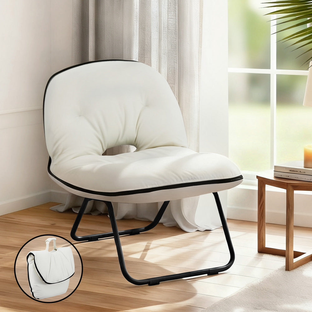 Artiss Foldable Chair 2-In-1 Armchair Lounge Chair Portable White UPHO-H-ARM04-FLD-WH