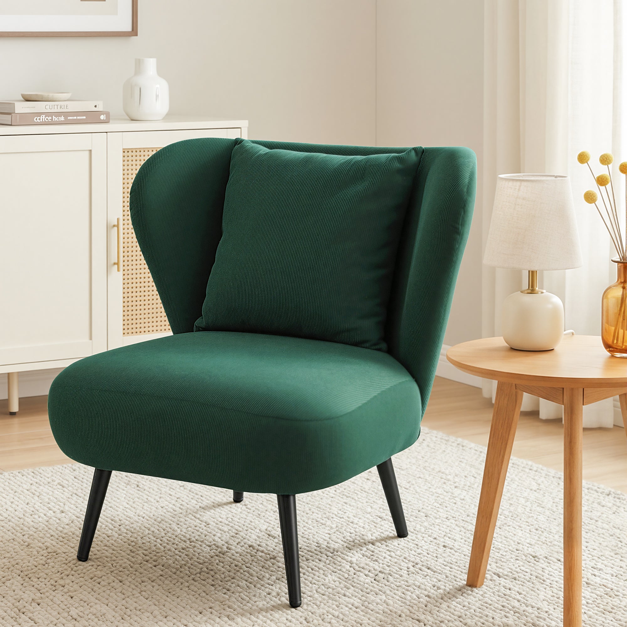 Artiss Armchair Accent Chair Lounge Tub Sofa Couch Corduroy Velvet Green UPHO-J-ARM-COR-GN