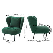 Artiss Armchair Accent Chair Lounge Tub Sofa Couch Corduroy Velvet Green UPHO-J-ARM-COR-GN