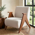 Artiss Armchair Accent Chair Sturdy Upholstered Solid Wood Chenille Fabric White UPHO-K-ARM-FB-BG