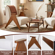 Artiss Armchair Accent Chair Sturdy Upholstered Solid Wood Chenille Fabric White UPHO-K-ARM-FB-BG