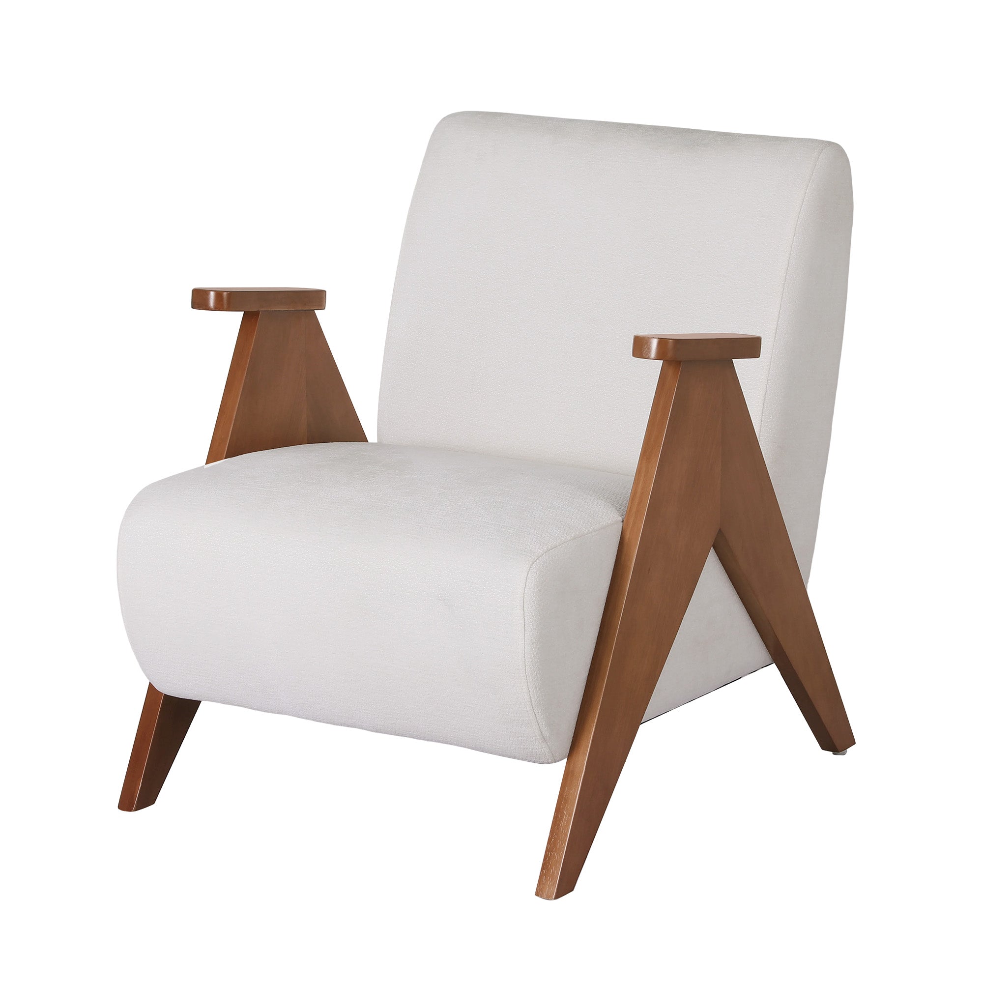 Artiss Armchair Accent Chair Sturdy Upholstered Solid Wood Chenille Fabric White UPHO-K-ARM-FB-BG