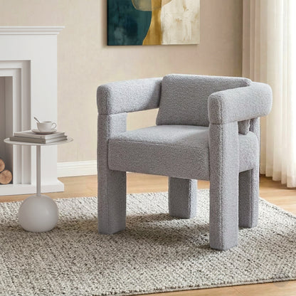 Artiss Armchair Accent Chair Lounge Sofa Couch Boucle Fabric Grey UPHO-K-ARM-TED-LG