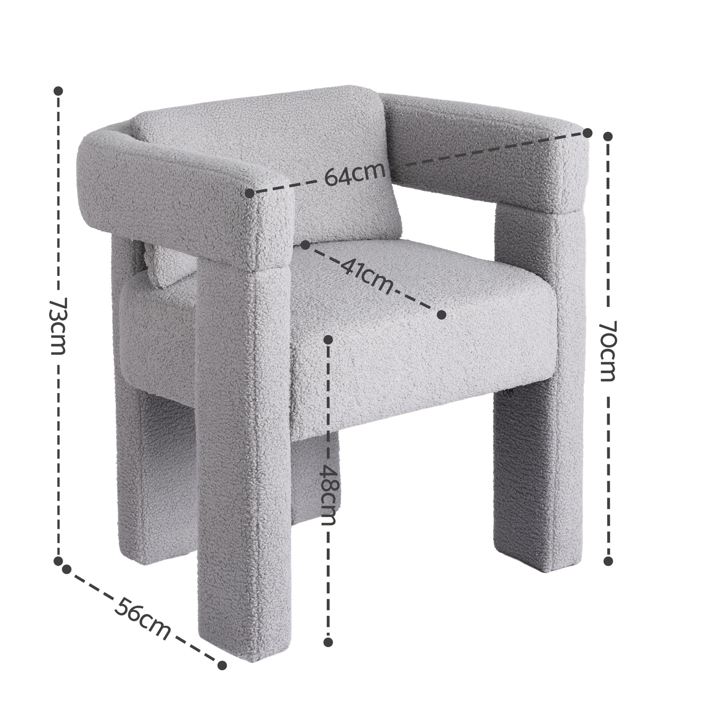 Artiss Armchair Accent Chair Lounge Sofa Couch Boucle Fabric Grey UPHO-K-ARM-TED-LG
