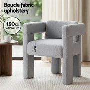 Artiss Armchair Accent Chair Lounge Sofa Couch Boucle Fabric Grey UPHO-K-ARM-TED-LG