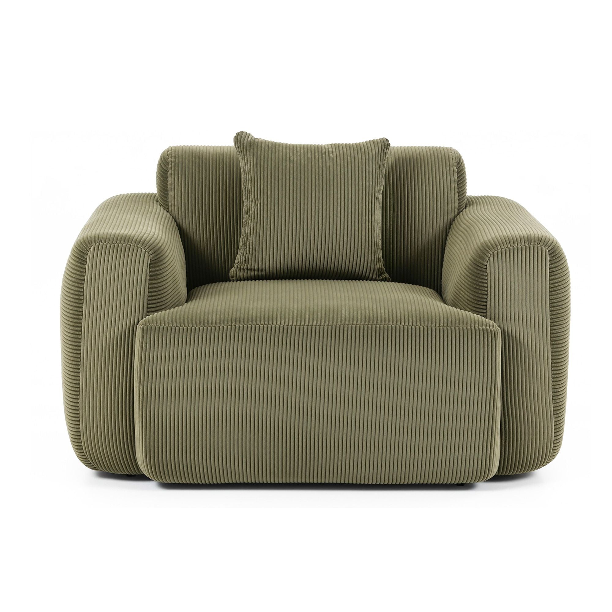 Artiss Compressed Armchair Sofa with Cushion Corduroy No Assembly Green